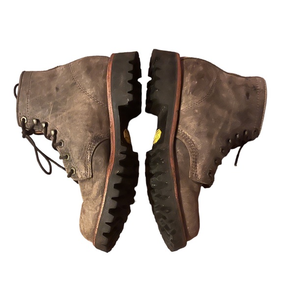 Men’s Vintage Chippewa Brown Leather Lace Up Steel Toe Work Boots Size 6.5 - Picture 1 of 6